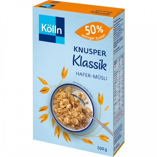 Kölln Knusper Klassik Hafer-Müsli 50 % weniger Zucker 500 g 