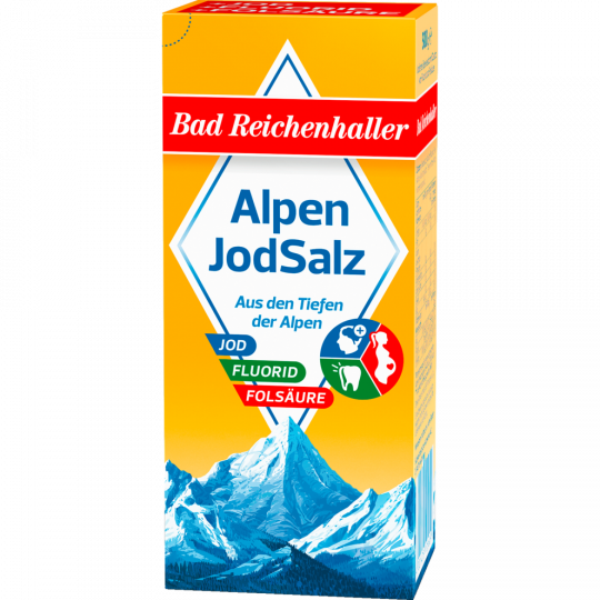 Bad Reichenhaller Alpen Jodsalz mit Fluorid + Folsäure 500 g 