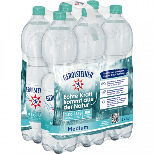 Gerolsteiner Mineralwasser Medium - 6-Pack 6 x 1,5 l 