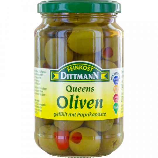 FEINKOST DITTMANN Queens Oliven gefüllt mit Paprikapaste 340 g 