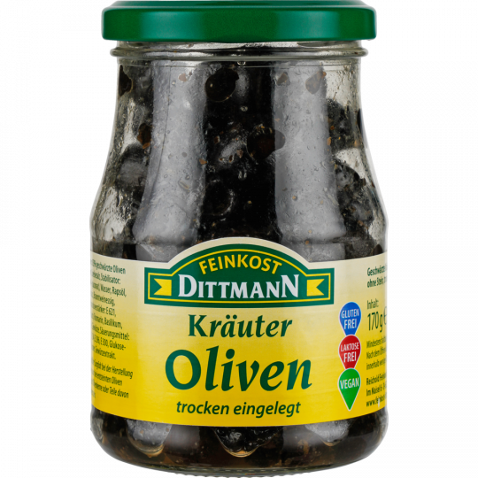 FEINKOST DITTMANN Kräuter-Oliven schwarz 170 g 
