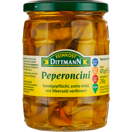 FEINKOST DITTMANN Peperoncini extra mild 475 g 