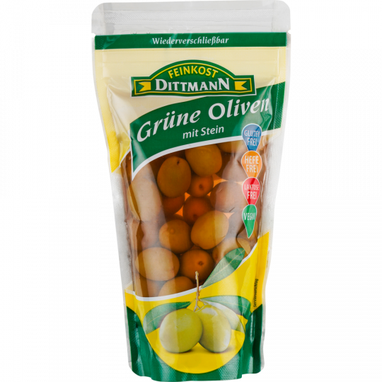 FEINKOST DITTMANN Grüne Oliven mit Stein 250 g 