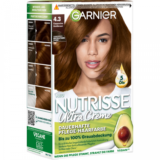 Garnier Nutrisse Creme Dauerhafte Pflege-Haarfarbe 43 cappuccino goldbraun 