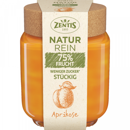 Zentis Naturrein 75 % Frucht stückig Aprikose, Fruchtaufstrich 200 g 