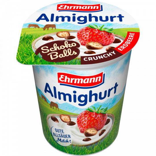 Ehrmann Almighurt Schoko Balls Crunchy-Erdbeere 3,8 % Fett 150 g 