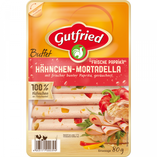 Gutfried Hähnchen-Mortadella Frische Paprika 80 g 