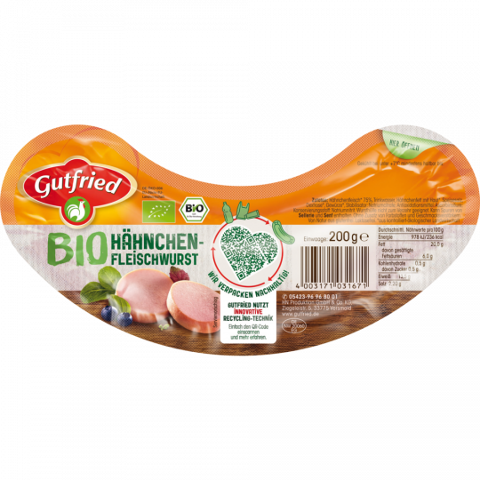Gutfried Bio Hähnchen-Fleischwurst 200 g 