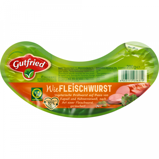 Gutfried Vegetarisch Wie Fleischwurst 200 g 