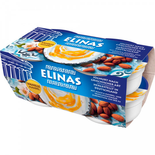 Elinas Joghurt nach griechischer Art Vanille-Mandel 9,4 % Fett 4 x 150 g 