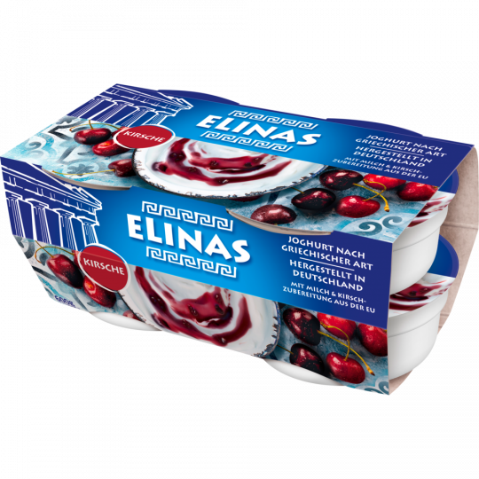 Elinas Joghurt nach griechischer Art Kirsche 9,4 % Fett 4 x 150 g 