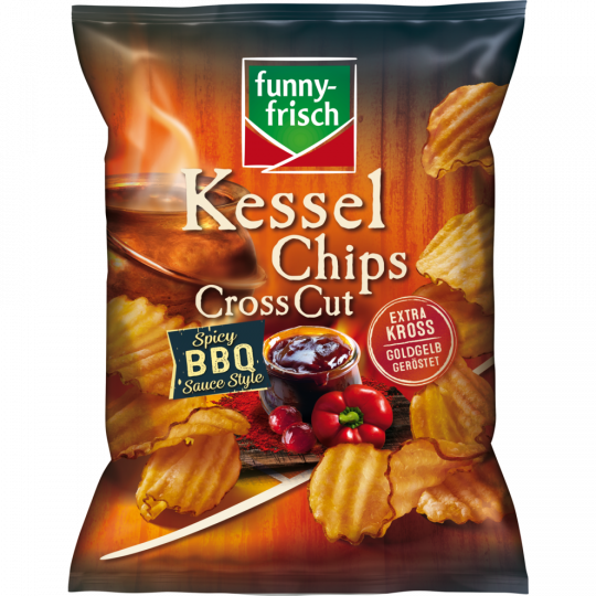 funny-frisch Kessel Chips Cross Cut Spicy BBQ Sauce Style 120 g 