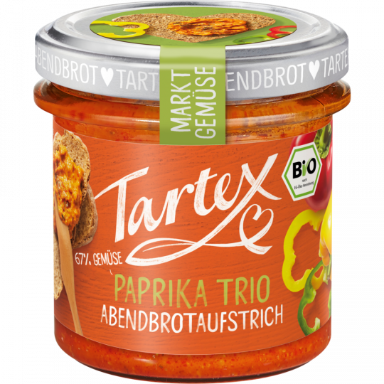 Tartex Bio Markt-Gemüse Brotaufstrich Paprika Trio 135 g 