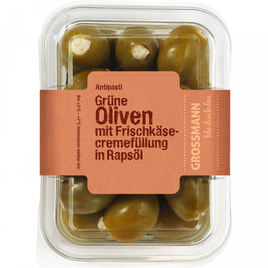 Grossmann Grüne Oliven mit Frischkäsecreme 250 g 