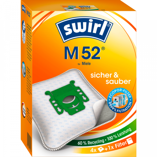 Swirl M 52 MicroPor® Plus Staubsaugerbeutel 4 Stück 