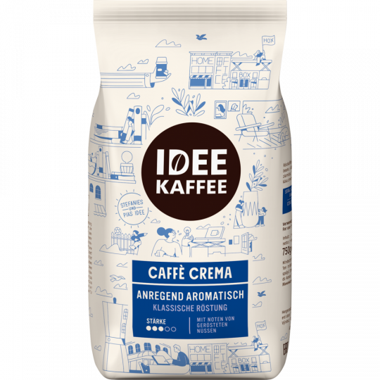 Idee Kaffee Caffè Crema Anregend Aromatisch ganze Bohnen 750 g 