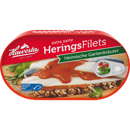 Hawesta MSC Heringsfilets in Tomaten-Creme heimische Gartenkräuter 200 g 