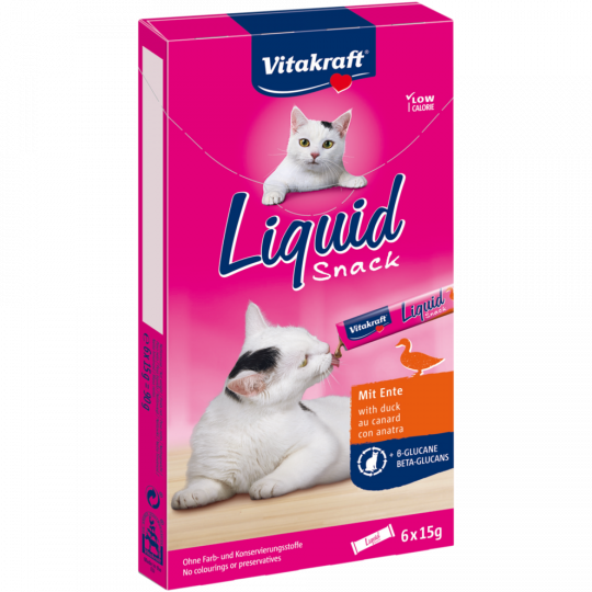 Vitakraft Cat Liquid Snack mit Ente & ß-Glucane 6 x 15 g 