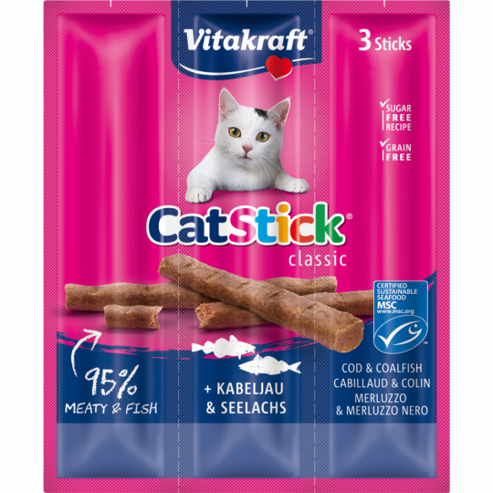 Vitakraft MSC Cat Stick Mini + Kabeljau & Seelachs 3 x 6 g 