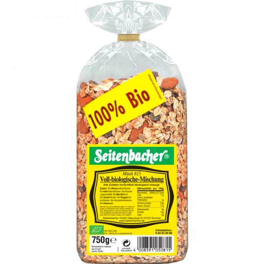 Seitenbacher Bio Müsli Voll-biologische-Mischung 750 g 