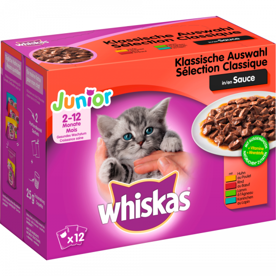 whiskas Junior Klassische Auswahl in Sauce 12 x 100 g 