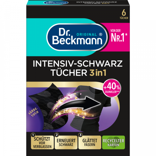 Dr. Beckmann Intensiv-Schwarz-Tücher 3 in 1 6 Stück 