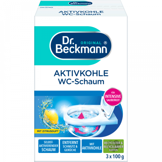 Dr. Beckmann Aktivkohle WC-Schaum 3 x 100g 
