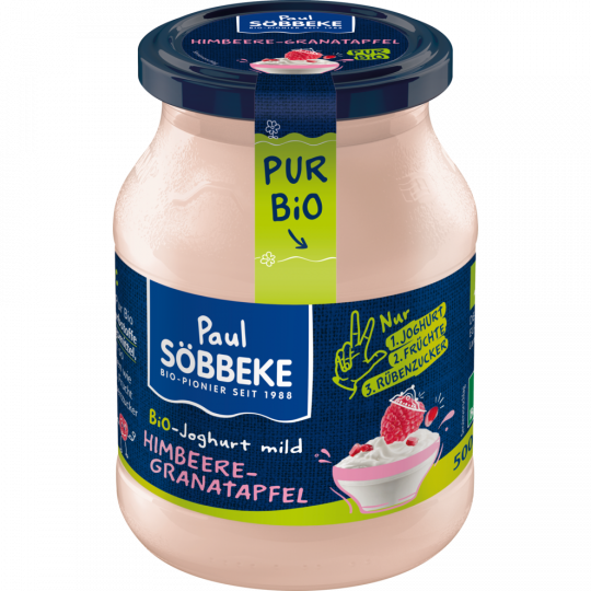 Söbbeke Pur Bio Joghurt mild Himbeere-Granatapfel 3,8 % Fett 500 g 