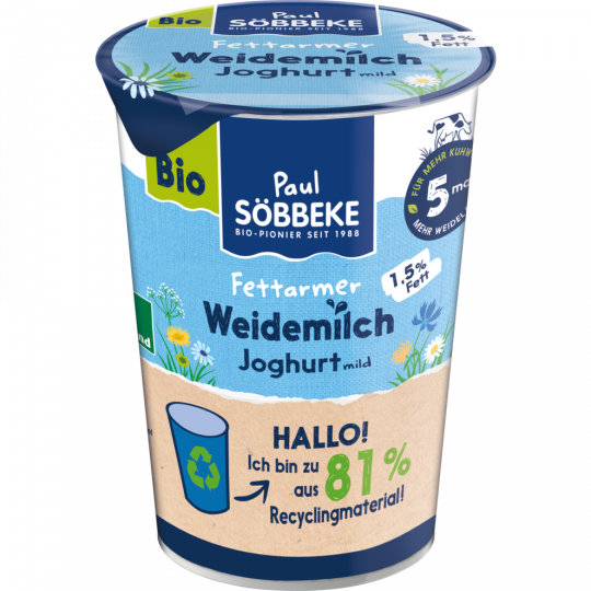 Söbbeke Bio fettarmer Joghurt mild 1,5 % Fett 500 g 