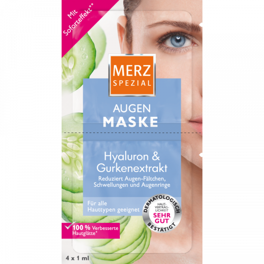 MERZ SPEZIAL Augen Maske Hyaluron & Gurkenextrakt 4 x 1 ml 