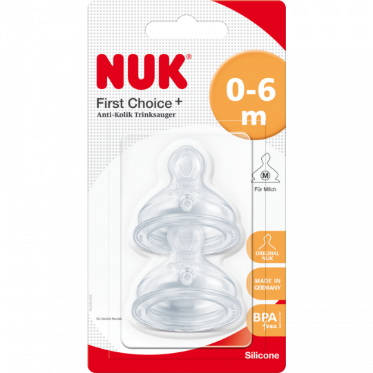 NUK First Choice+ Anti-Kolik Trinksauger Silicone M 0-6m 2 Stück 