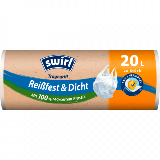 Swirl Reißfest & Dicht Tragegriff Müllbeutel 20 l 20 Stück 