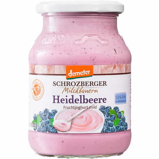 Schrozberger Milchbauern Demeter Heidelbeere Fruchtjoghurt mild 3,5 % Fett 500 g 