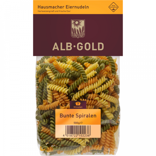 ALB-GOLD Bunte Spiralen Nudeln 500 g 