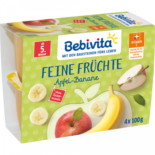 Bebivita Feine Früchte Apfel-Banane nach 4. Monat 4 x 100 g 