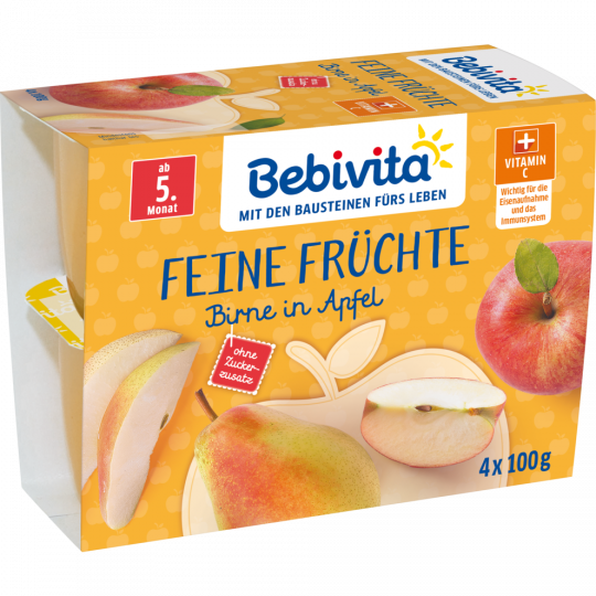 Bebivita Feine Früchte Birne in Apfel nach 4. Monat 4 x 100 g 
