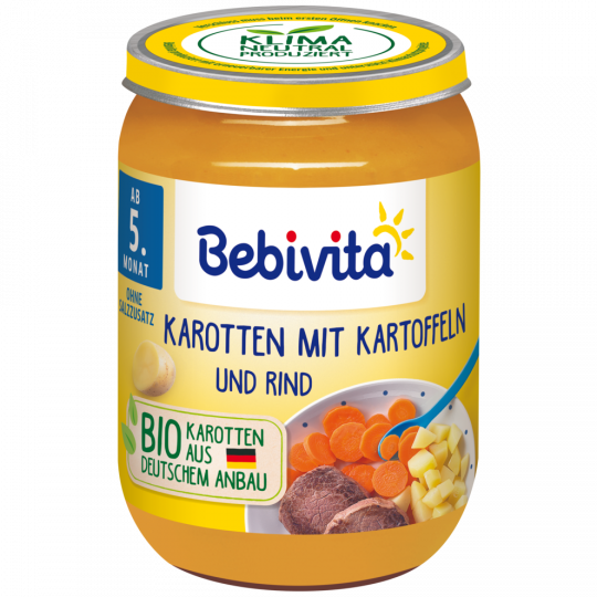 Bebivita Bio Karotten mit Kartoffeln+Rind ab dem 4.Monat 190 g 