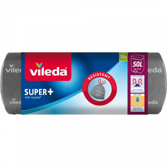 Vileda Super+ Müllbeutel mit Zugband 50 l 10 Stück 