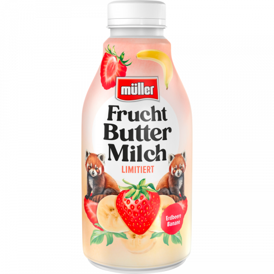 müller Fruchtbuttermilch limitiert Erdbeere-Banane 500 g 