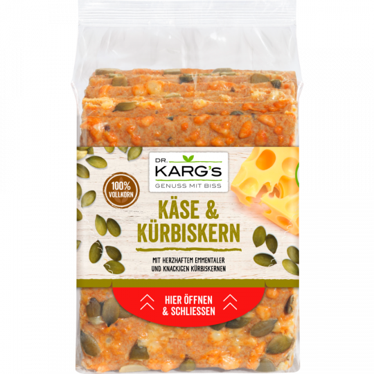 Dr. Karg's Vollkorn Knäckebrot Käse & Kürbiskern 200 g 