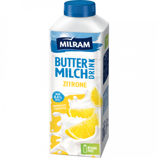 MILRAM Buttermilch Drink Zitrone 0,4 % Fett 750 g 