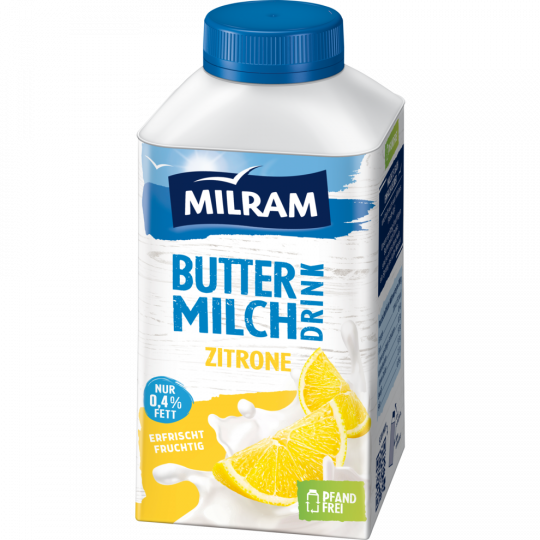 MILRAM Buttermilch Drink Zitrone 0,4 % Fett 500 g 