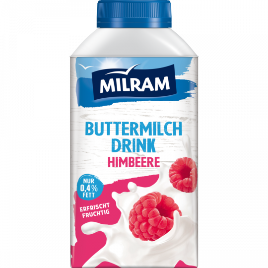 MILRAM Buttermilch Drink Himbeere 0,4 % Fett 500 g 