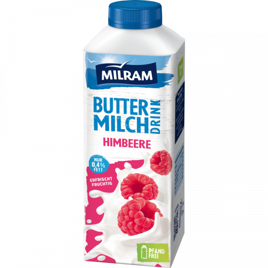 MILRAM Buttermilch Drink Himbeere 0,4 % Fett 750 g 