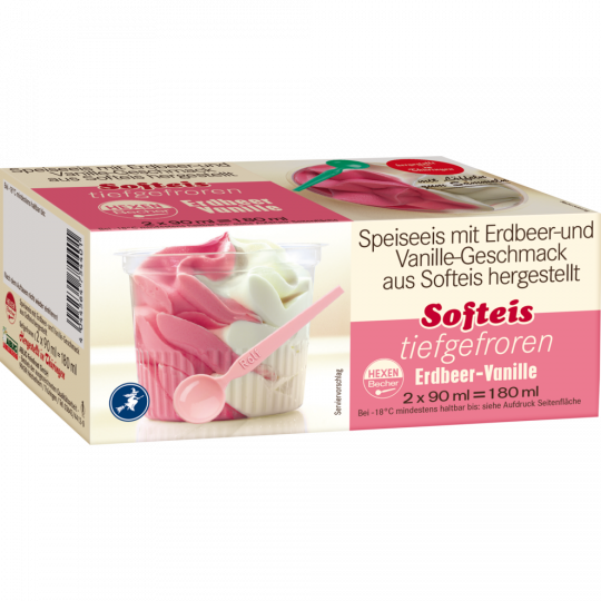 Hexen-Eis Hexen-Becher Softeis Erdbeer-Vanille 2 x 90 ml 