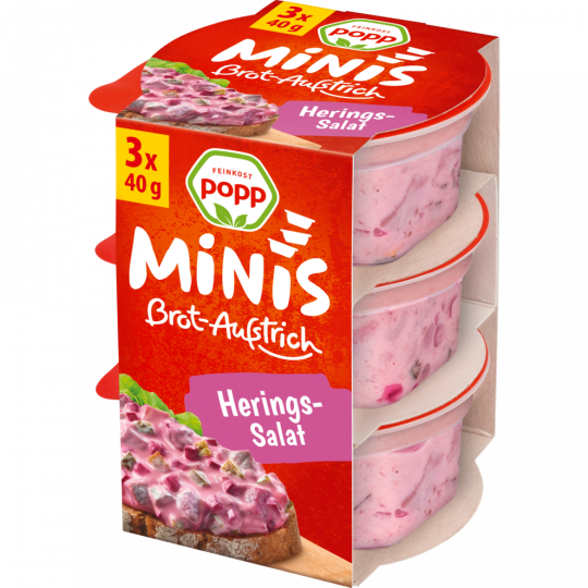 Popp Minis Brot-Aufstrich Heringssalat mit Rote Bete 3 x 40 g 