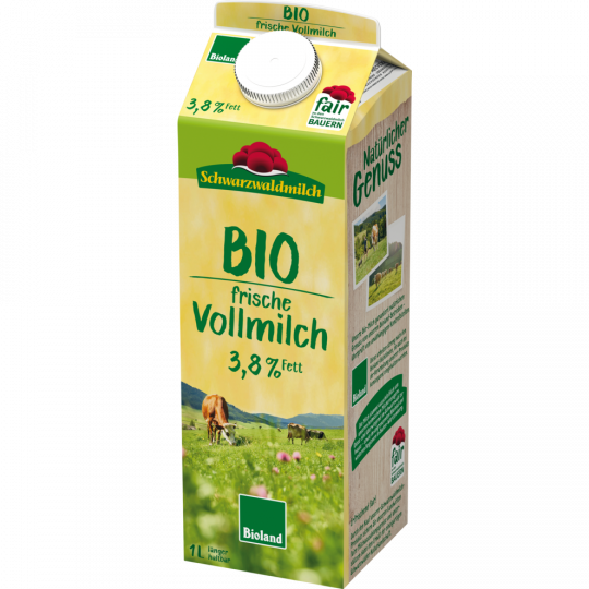 Schwarzwaldmilch Bio Frische Vollmilch 3,8 % Fett 1 l 