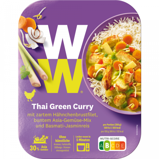 WW Thai Green Curry mit Hähnchenbrustfilet und Jasminreis 350 g 