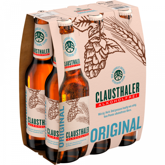 Clausthaler Original alkoholfrei - 6-Pack 6 x 0,33 l 