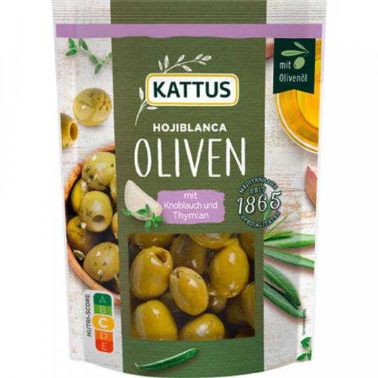 KATTUS Grüne Oliven Knoblauch & Thymian 120 g 